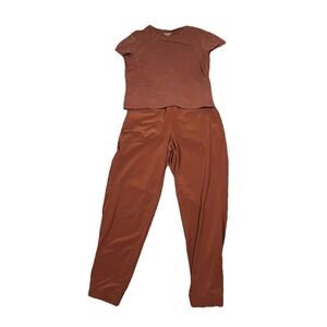ATHLETA Women Burnt Orange/Rust 2 Pc Set Jogger Size Small